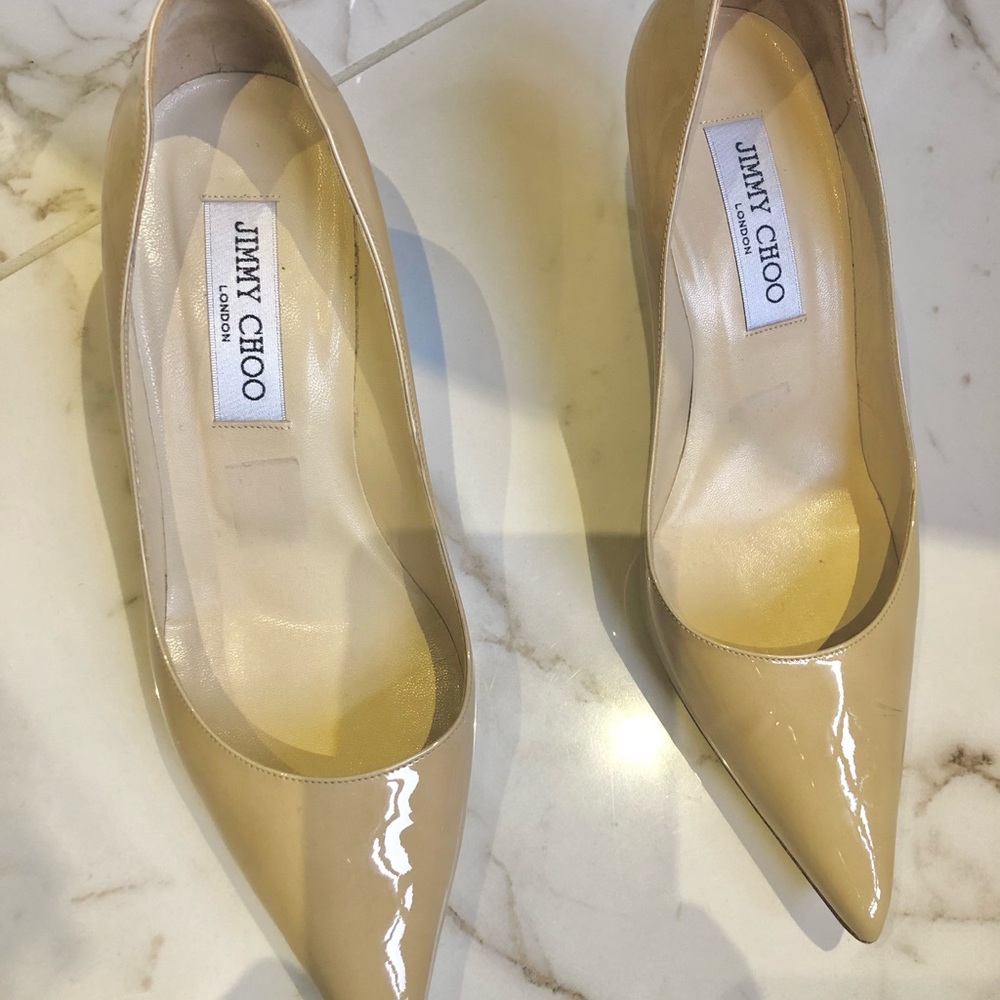 Jimmy Choo Nude (almost butterscotch) Patent Heel